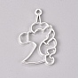 Zinc Alloy Open Back Bezel Pendants, For DIY UV Resin, Epoxy Resin, Pressed Flower Jewelry, Unicorn
