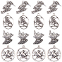 40Pcs 4 Styles Tibetan Style Alloy Pendants, Crow Charms, Antique Silver