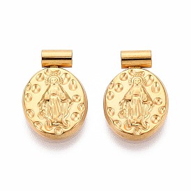 201 подвески из нержавеющей стали, овал с подвеской девы марии, ионное покрытие (ip)