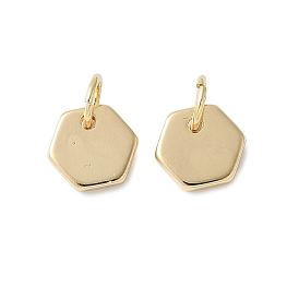 Латунные подвески, шестигранные прелести, стойки покрытие, долговечный, без кадмия и без свинца, с целью перехода в кольце