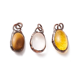 Natural Gemstone Pendants, with Red Copper Tone Tin Findings, Lead & Nickel & Cadmium Free, Nuggets