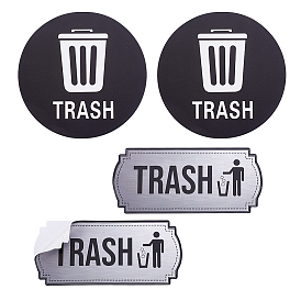 2 самоклеящиеся ПВХ-наклейки различных стилей, самоклеящаяся этикетка с символом переработки, круглые и прямоугольные с рисунком мусора