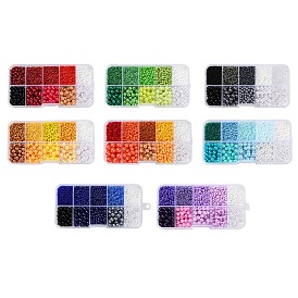 DIY 10 Grids ABS Plastic & Glass Seed Beads Jewelry Making Finding Beads Kits, Round & Rondelle