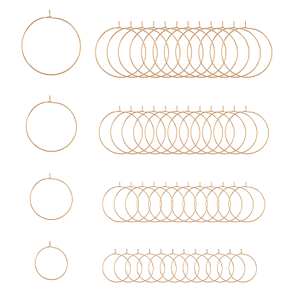 200шт 4 размер латунные серьги-кольца, бокал шарма кольца
