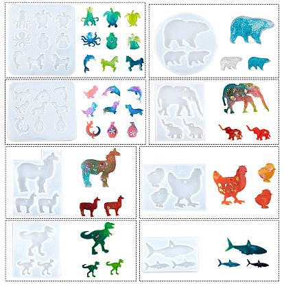 Наборы для ключей, Силиконовые формы, формы для литья смолы, для уф-смолы, изготовление ювелирных изделий из эпоксидной смолы, с железным кольцом для ключей и прыжковыми кольцами, животное