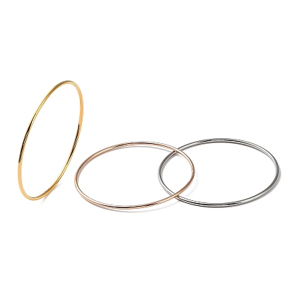 Ion Plating(IP) 304 Stainless Steel Simple Plain Bangle for Women