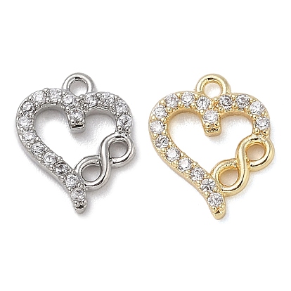 Brass with Cubic Zirconia Charms, Heart