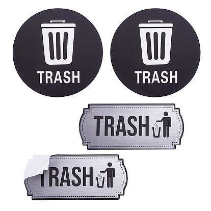 2 самоклеящиеся ПВХ-наклейки различных стилей, самоклеящаяся этикетка с символом переработки, круглые и прямоугольные с рисунком мусора