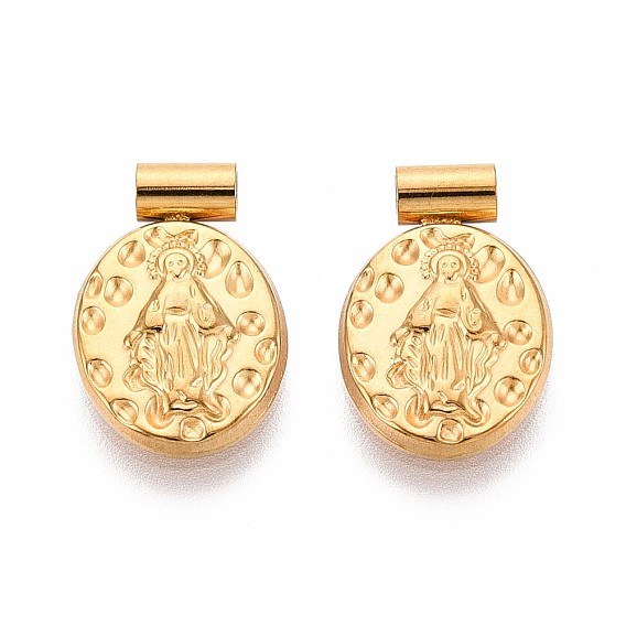 201 подвески из нержавеющей стали, овал с подвеской девы марии, ионное покрытие (ip)