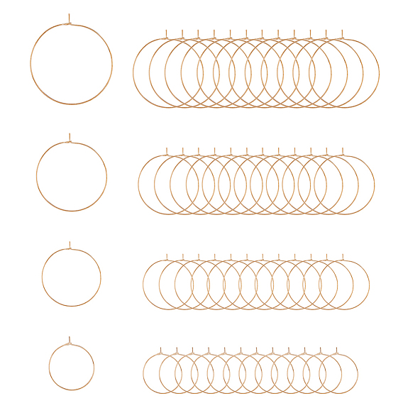 200шт 4 размер латунные серьги-кольца, бокал шарма кольца