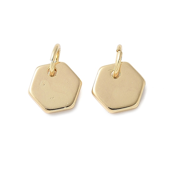 Латунные подвески, шестигранные прелести, стойки покрытие, долговечный, без кадмия и без свинца, с целью перехода в кольце