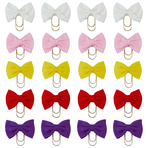 20шт. 5 цвета углеродистая сталь скрепки, с тканевой бантом