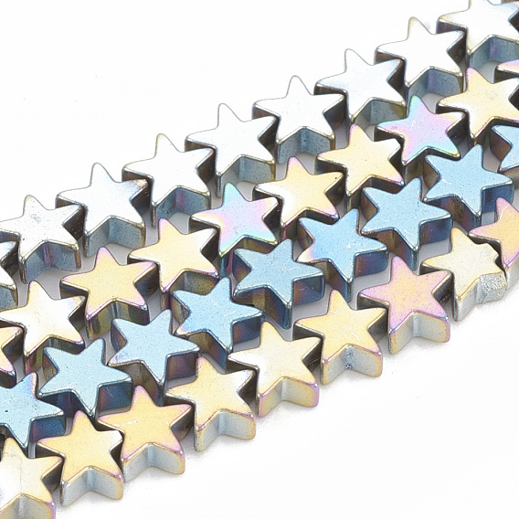 Electroplate Non-magnetic Synthetic Hematite Beads Strands, Star