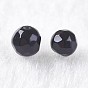 Natural Black Onyx Beads, Half Drilled, Dyed & Heated, Faceted, Round