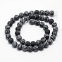 Natural Snowflake Obsidian Beads Strands, Frosted, Round