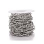 304 Stainless Steel Paperclip Chains, Faceted, with Spool, Unwelded