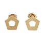PVD Vacuum Plating 304 Stainless Steel Stud Earrings for Women, Hollow Pentagon