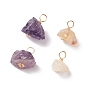 Rough Raw Natural Ametrine Pendants, with Real 18K Gold Plated Tone Copper Wire Wrapped, Nuggets Charm