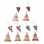 Printed Iron Dangle Earrings, with 316 Surgical Stainless Steel Earring Hooks, Triangle