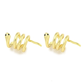 Brass Micro Pave Cubic Zirconia Cuff Earrings, for Women, Snake