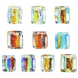 10шт. 5 цвета серебристая фольга стеклянные бусины, кубические