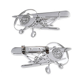 201 Stainless Steel Plane Lapel Pin, Creative Badge for Backpack Clothes, Nickel Free & Lead Free