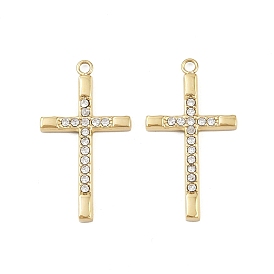 304 из нержавеющей стали горный хрусталь подвески, крестик, ионное покрытие (ip), ручная полировка