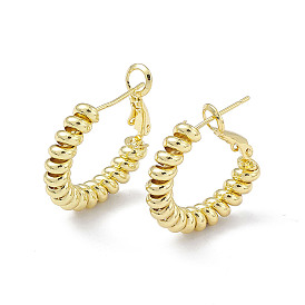 Brass Wire Wrap Spiral Hoop Earrings for Women