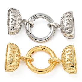 Rack Plating Ring Brass Fold Over Clasps, Long-Lasting Plated, Lead Free & Cadmium Free