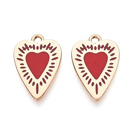 Подвески из эмали и сплава, стойки покрытие, сердце прелести, золотые