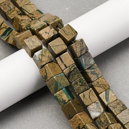 Нити бусин из натурального камня вердит, кубические