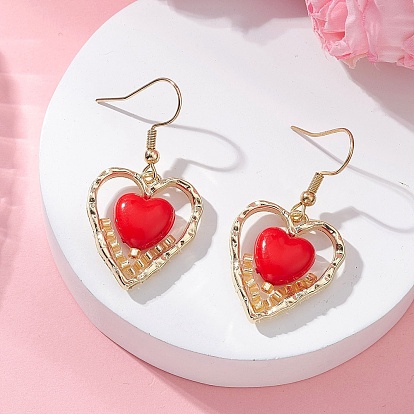 Серьги-подвески из стеклянных бусин в форме сердца, с акриловыми и 304 нержавеющими крючками для сережек