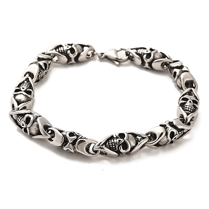 304 Stainless Steel Skull Link Chain Bracelets