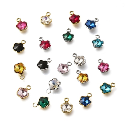 304 подвески из нержавеющей стали, со стразами, реальный 18 k позолоченный, ионное покрытие (ip), звезда