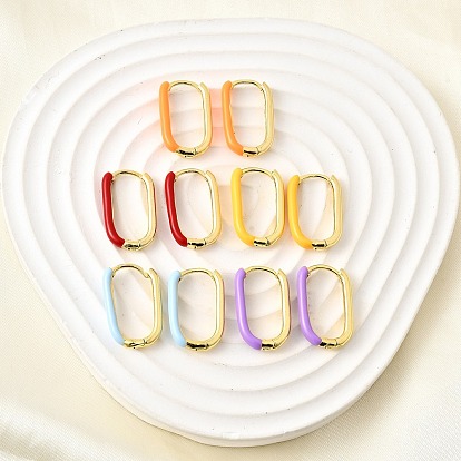 Овальные серьги-кольца из латуни, с эмалью, без кадмия и без свинца, стойки покрытие, долговечный