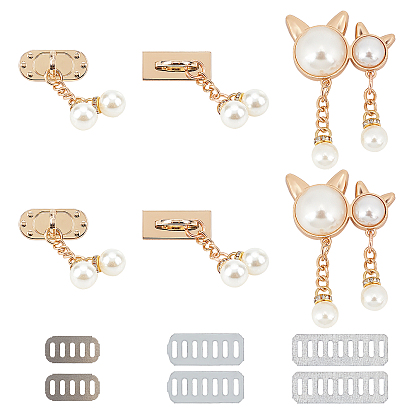 6 Sets Cat & Geometry Alloy Rhinestone Bag Decoration, with Iron Shim and ABS, for DIY Handbag Craft Shoulder Bags Hardware Accessories