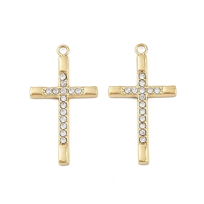 304 из нержавеющей стали горный хрусталь подвески, крестик, ионное покрытие (ip), ручная полировка