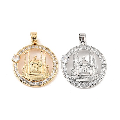 Подвески из латуни и прозрачного циркония, кольцо с подвесками в виде башни