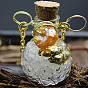 Gemstome Chips Perfume Bottle Necklace, Glass Pendant Necklace with Alloy Chains for Women