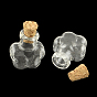 Flower Glass Bottle for Bead Containers, with Cork Stopper, Wishing Bottle, 25x20.5x12mm, Hole: 6mm