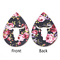 PU Leather Big Pendants, Teardrop with Bull
