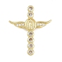 Подвески из латуни с микропаве из кубического циркония на пасхальную тематику, крест с подвесками в виде крыльев, долговечный, стойки покрытие, без свинца и без кадмия