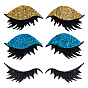 6 Pairs 3 Styles PET Plastic & Paillette Clothing Patches, Eye