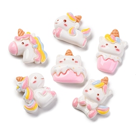 Единорог тема мультфильм смола декоден кабошоны, красочный