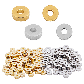 300Pcs 2 Style Brass Spacer Beads, Rondelle