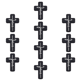 10шт. крест со словом Иисус силиконовые бусины, для изготовления ювелирных изделий своими руками