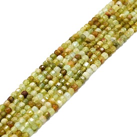 Natural Green Garnet Beads Strands, Faceted, Cube