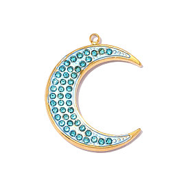 304 из нержавеющей стали горный хрусталь подвески, лунное очарование, с эмалью, реальный 18 k позолоченный, ионное покрытие (ip), долговечный