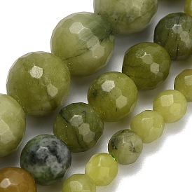 Бусы из натурального нефрита синьянг, граненые, круглые