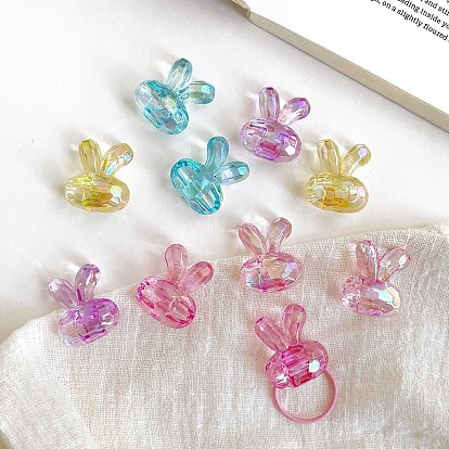 Прозрачные акриловые бусины с УФ-покрытием, радужный, кролик, граненый(32 граненый)